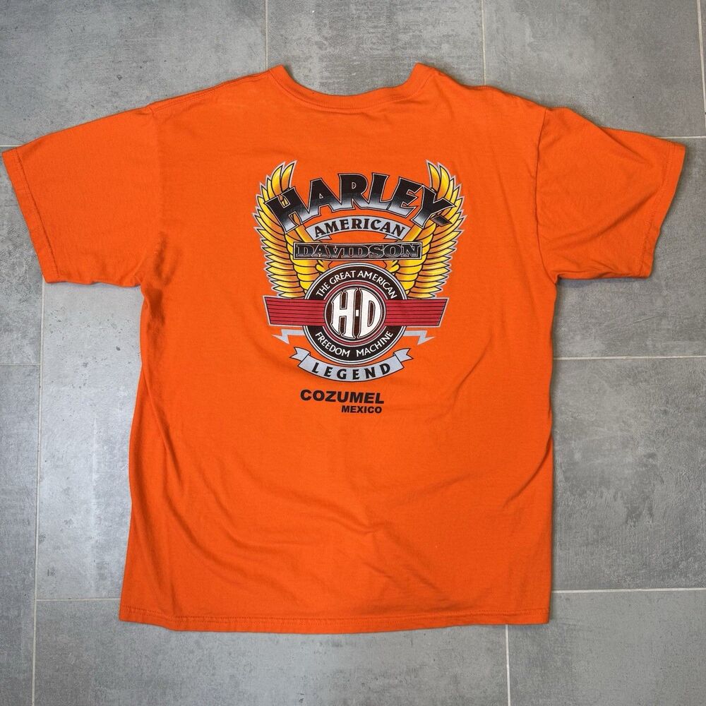 Harley-Davidson Cozumel Mexico Orange T-Shirt Men's XL Tee